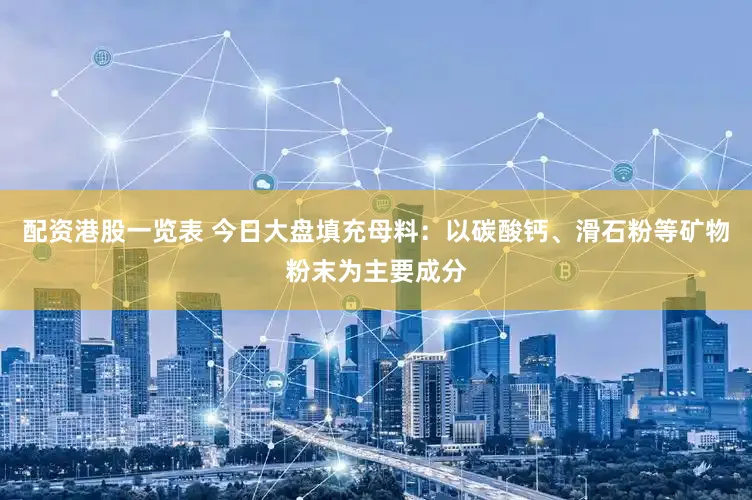 配资港股一览表 今日大盘填充母料：以碳酸钙、滑石粉等矿物粉末为主要成分
